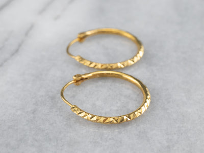 Faceted 18K Yellow Gold Hoops
