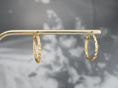 Faceted 18K Yellow Gold Hoops