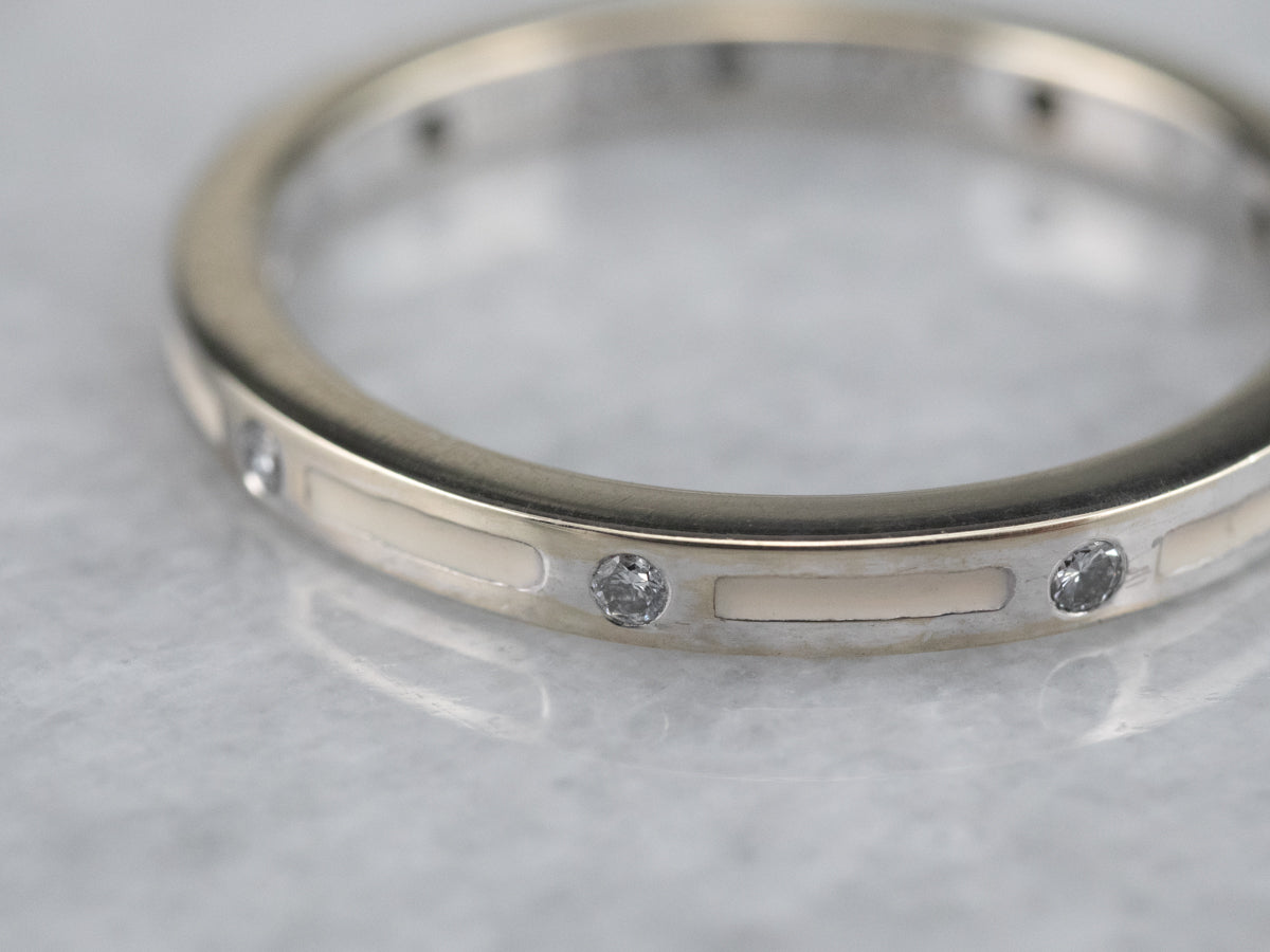 18K Gold Enamel and Diamond Band