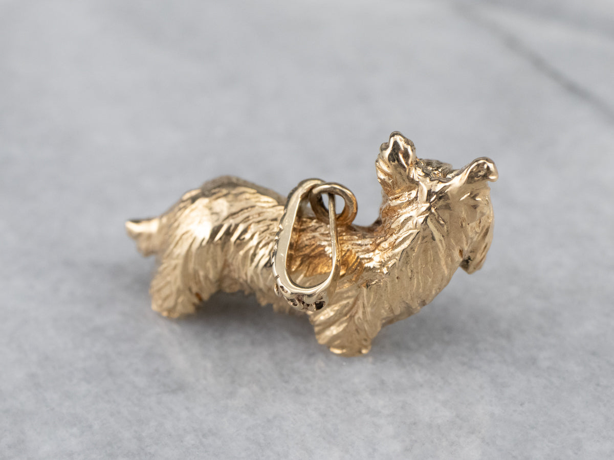 Vintage Gold Yorkshire Terrier Charm