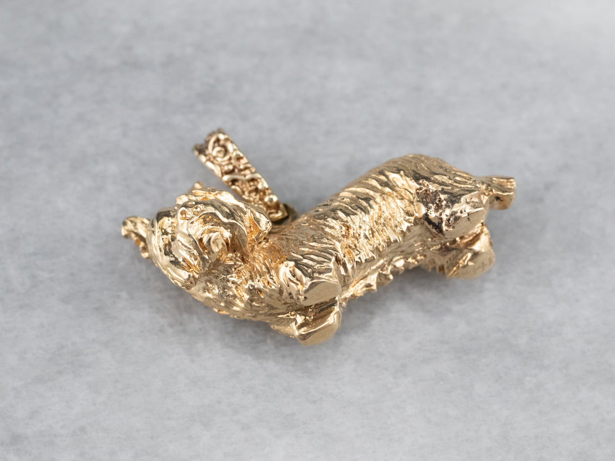 Vintage Gold Yorkshire Terrier Charm