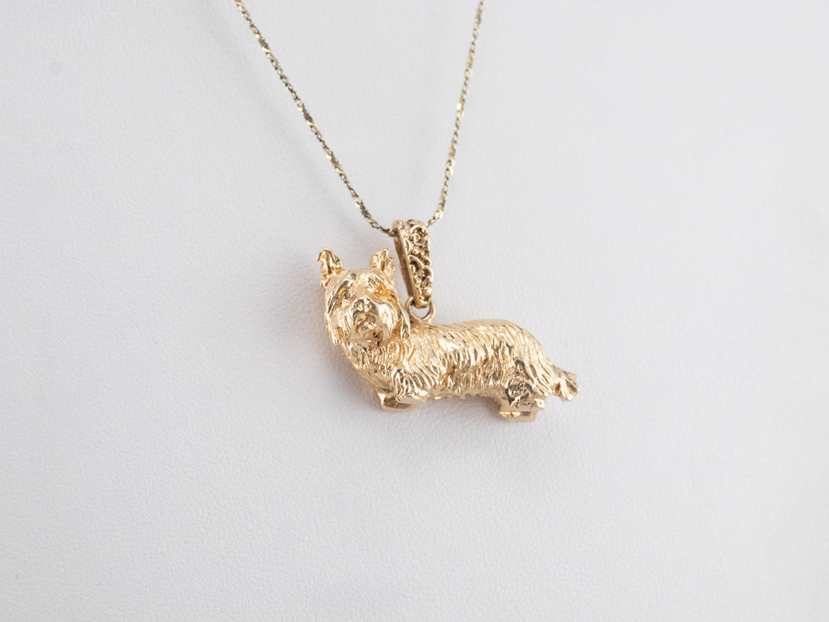 Vintage Gold Yorkshire Terrier Charm