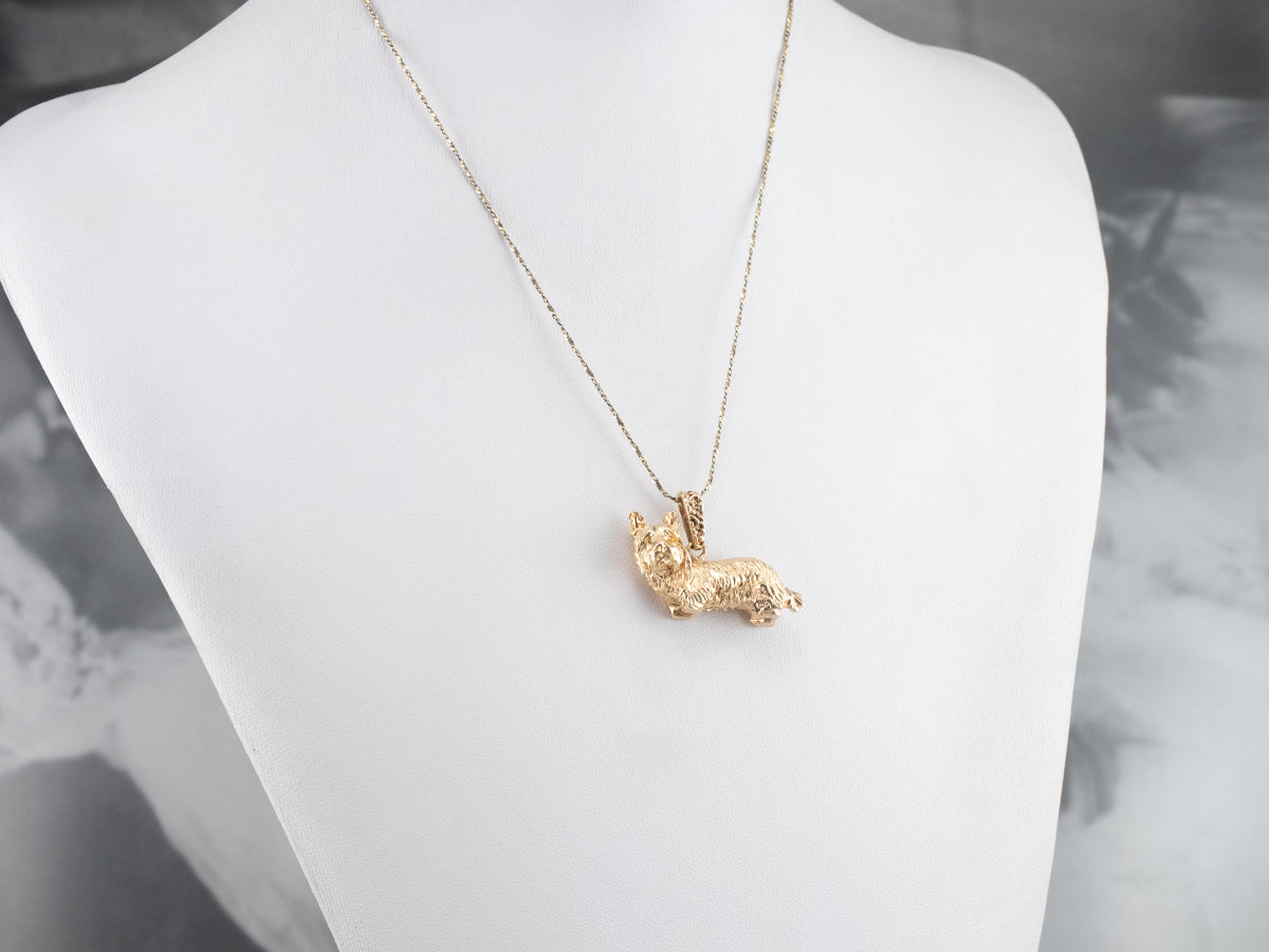 Vintage Gold Yorkshire Terrier Charm