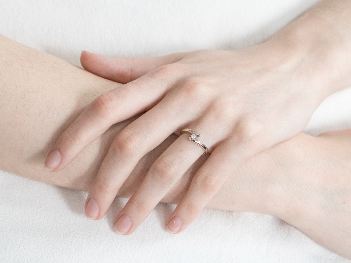 White Gold Diamond Bypass Engagement Ring