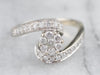 Modern Floral Diamond Bypass Engagement Ring