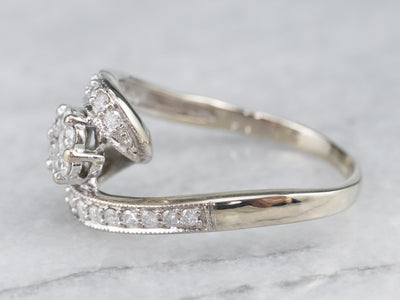 Floral Diamond Halo Bypass Ring