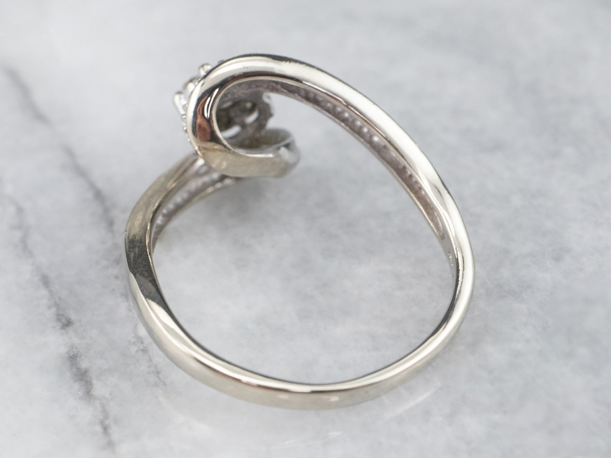 Modern Floral Diamond Bypass Engagement Ring