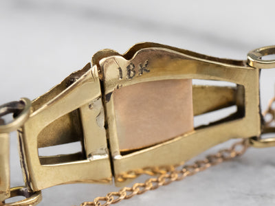 Engraved Antique Gold Panel Link Bracelet