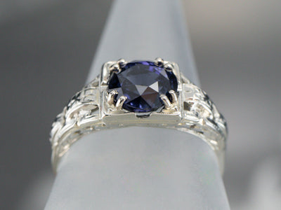 Late Art Deco Sapphire 18K Gold Ring
