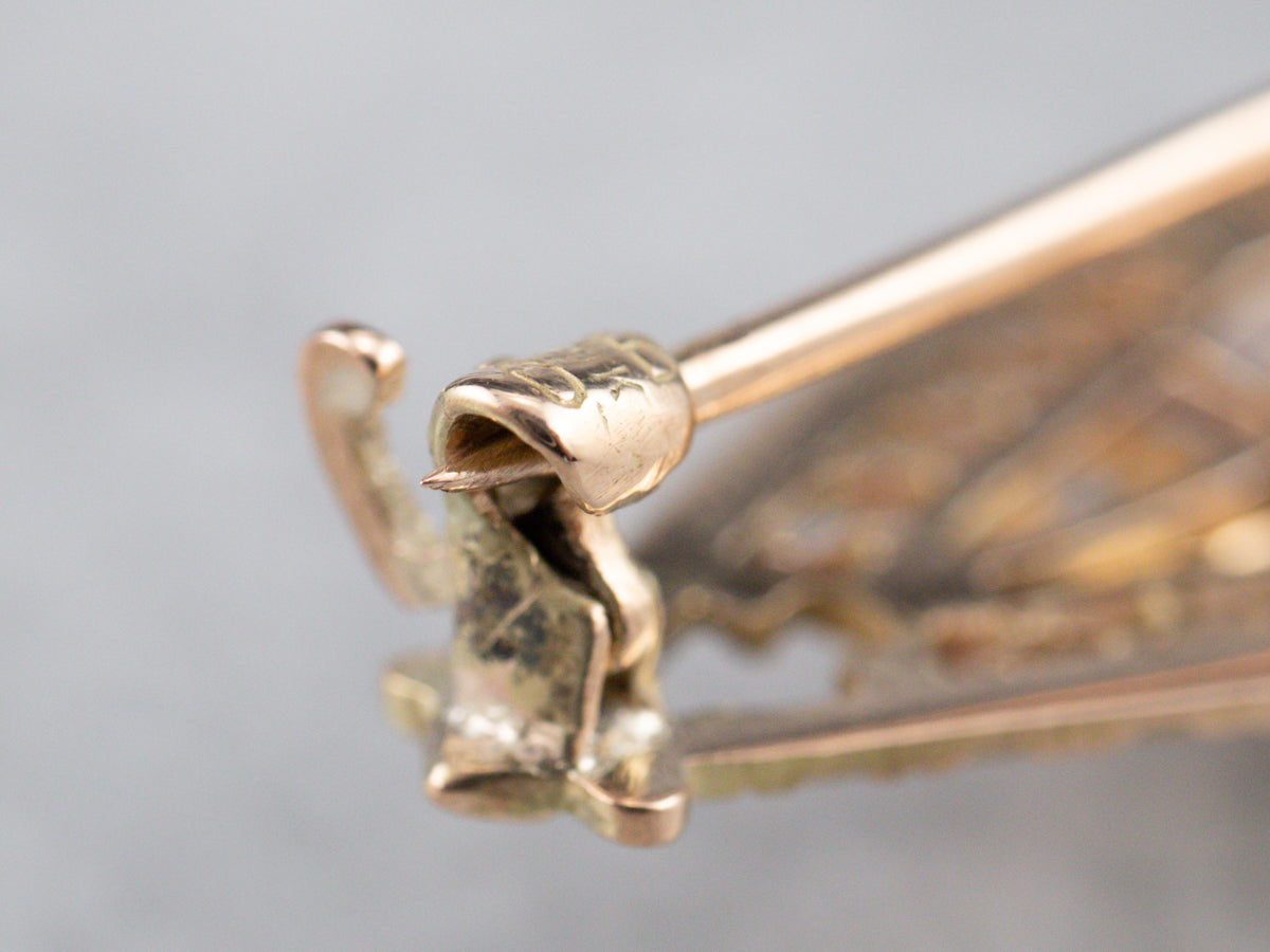 Two Tone Gold Art Nouveau Era Sapphire Pin