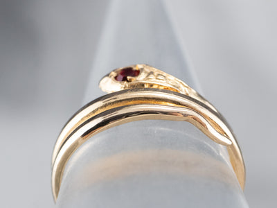Antique Ruby Glass Snake Ring