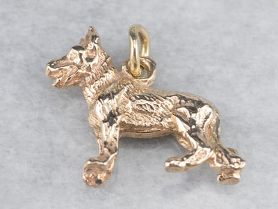 German Shepherd Gold Charm Pendant