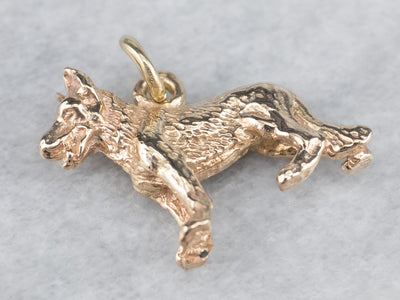 German Shepherd Gold Charm Pendant