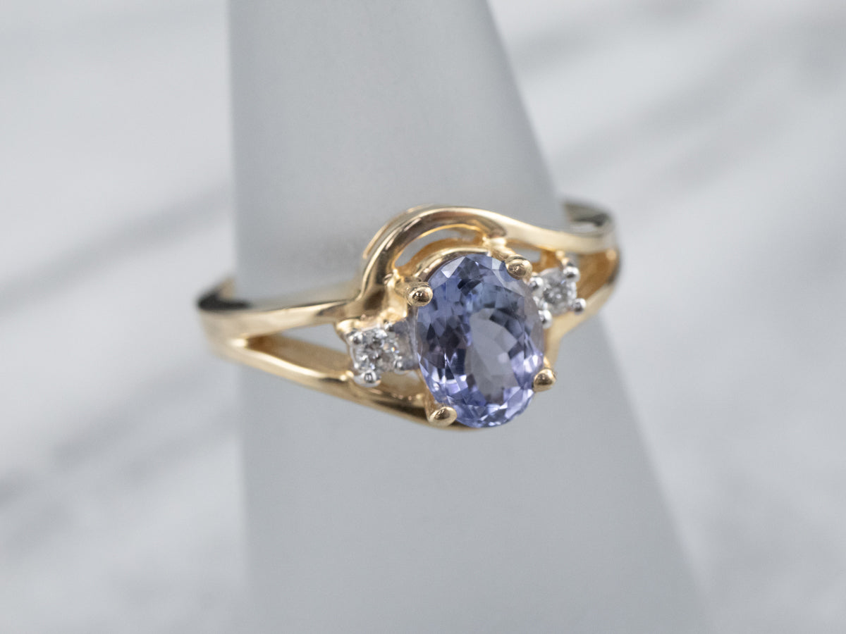 Gold  Tanzanite and Diamond Ring