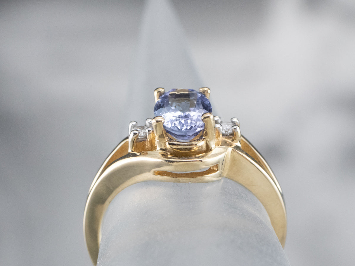 Gold  Tanzanite and Diamond Ring