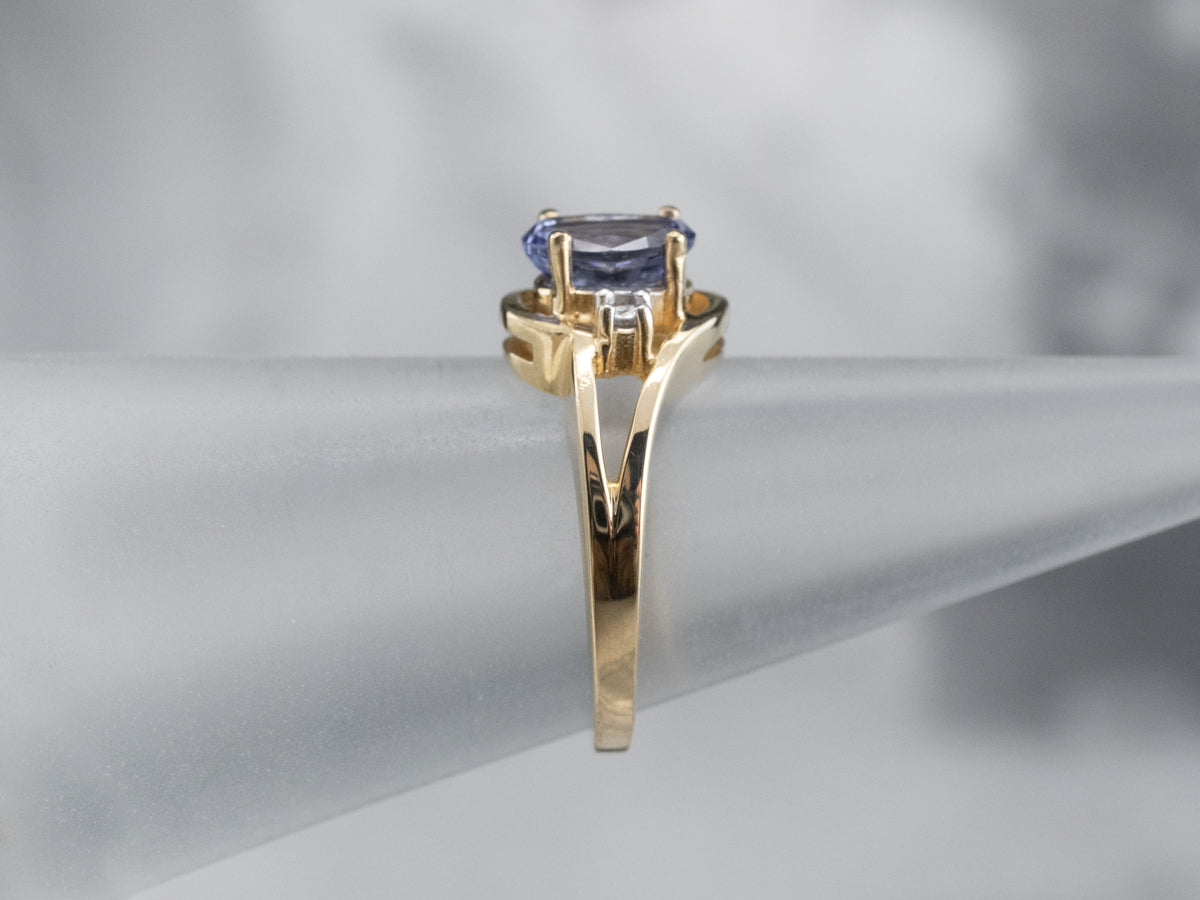Gold  Tanzanite and Diamond Ring