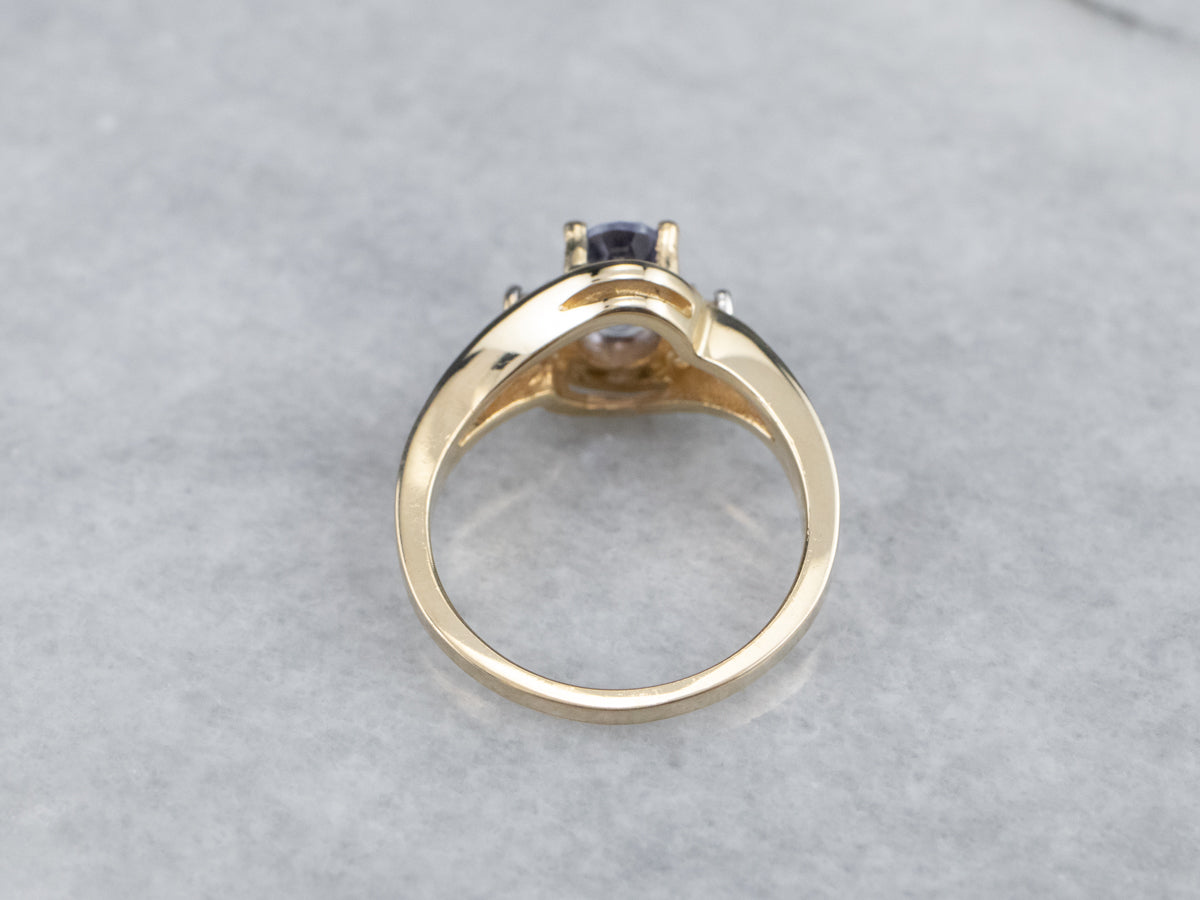 Gold  Tanzanite and Diamond Ring