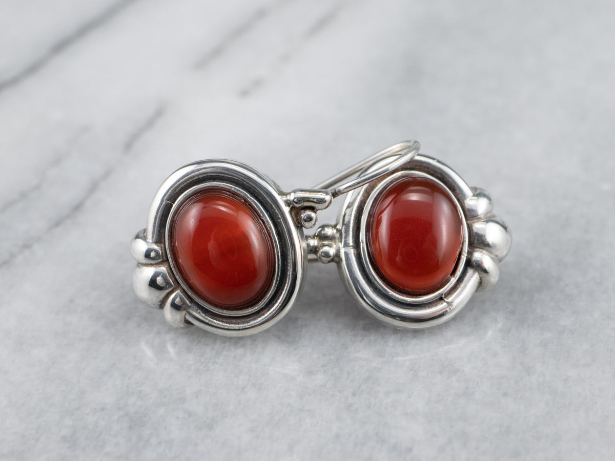 Boho Carnelian Sterling Silver Drop Earrings