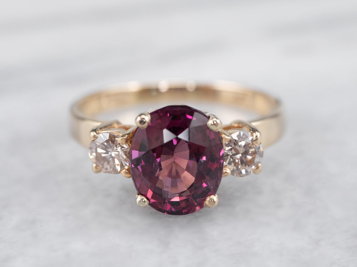 Rhodolite Garnet and Diamond Ring