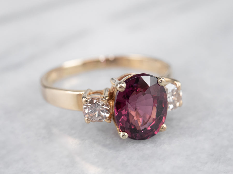 Rhodolite Garnet and Diamond Ring