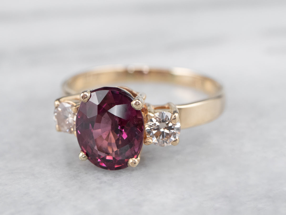 Rhodolite Garnet and Diamond Ring