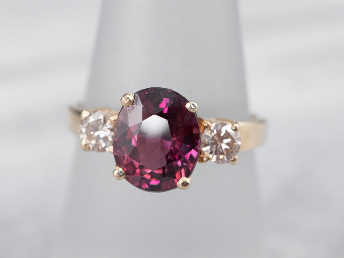 Rhodolite Garnet and Diamond Ring