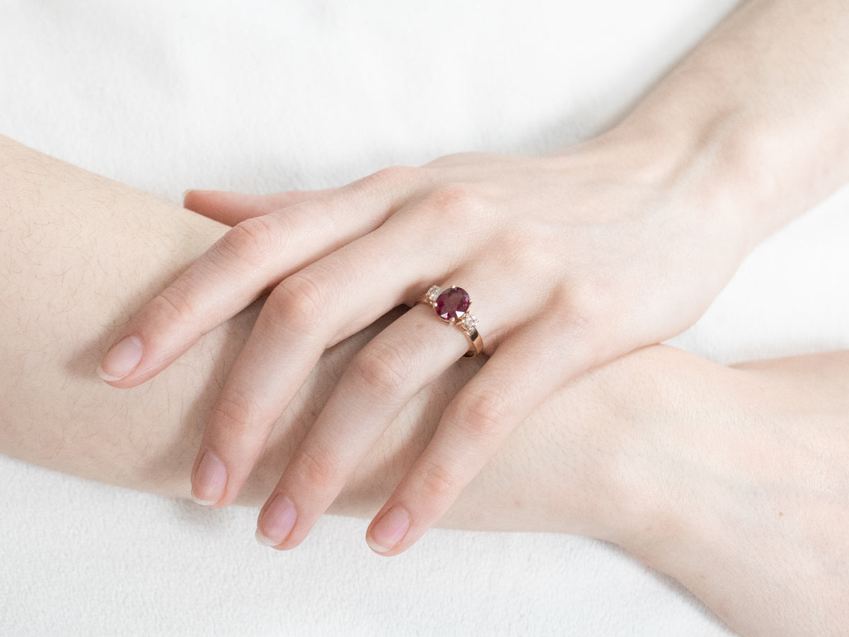Rhodolite Garnet and Diamond Ring