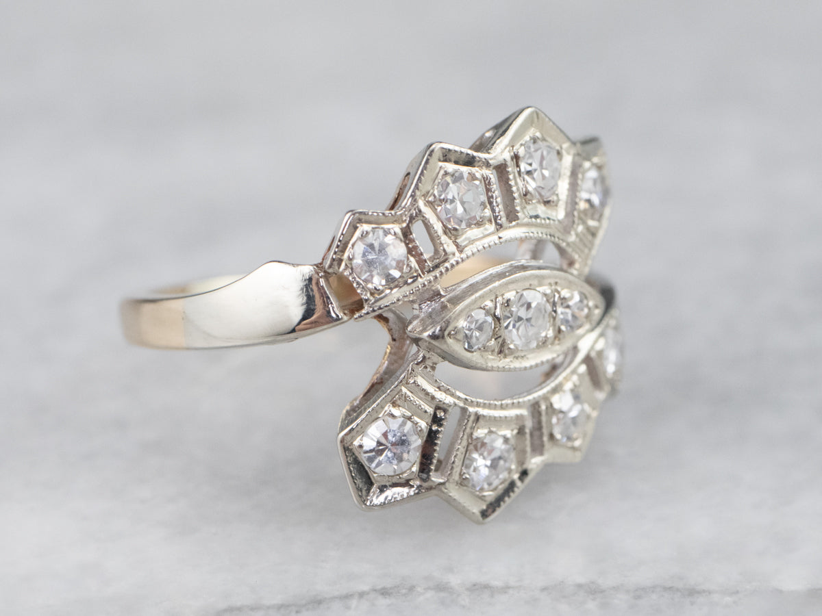 Anillo de derivación de diamantes de la era retro