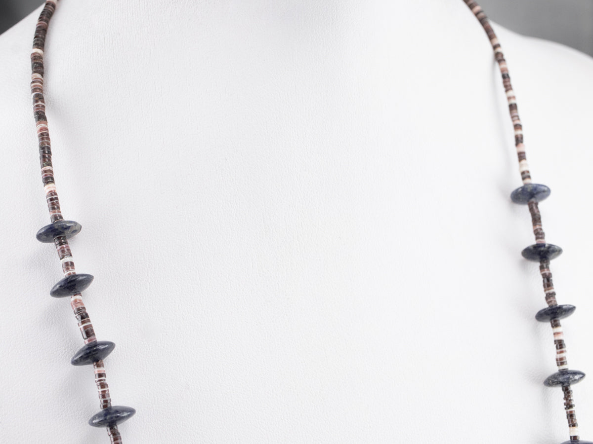 Lapis and Heishi Shell Beaded Necklace