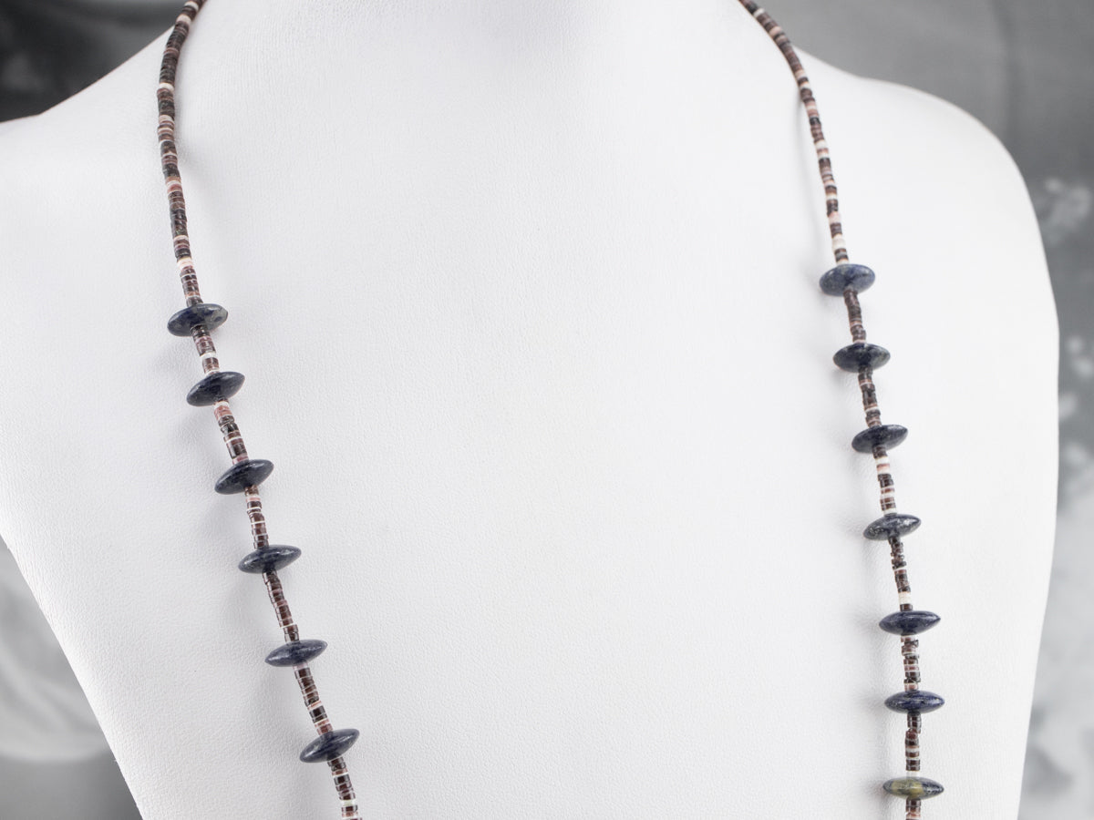 Lapis and Heishi Shell Beaded Necklace