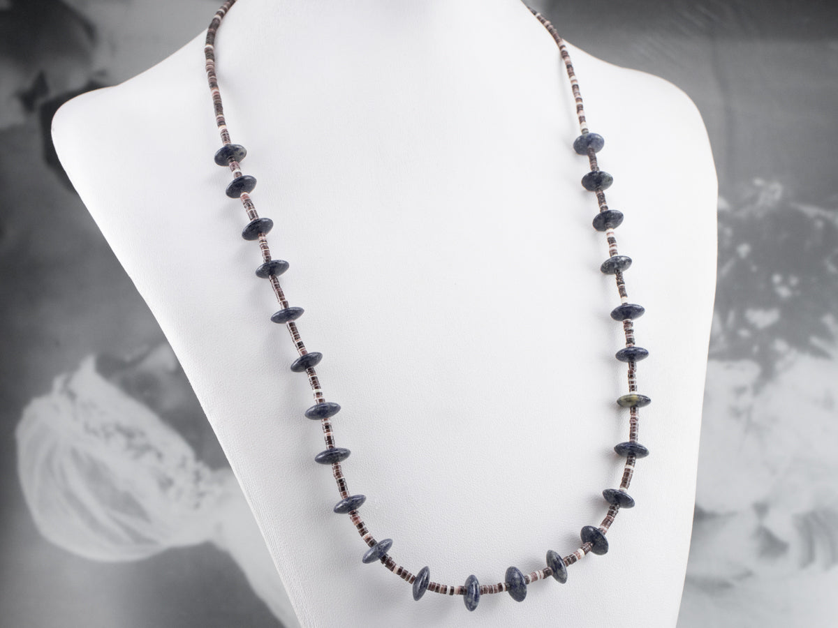 Lapis and Heishi Shell Beaded Necklace