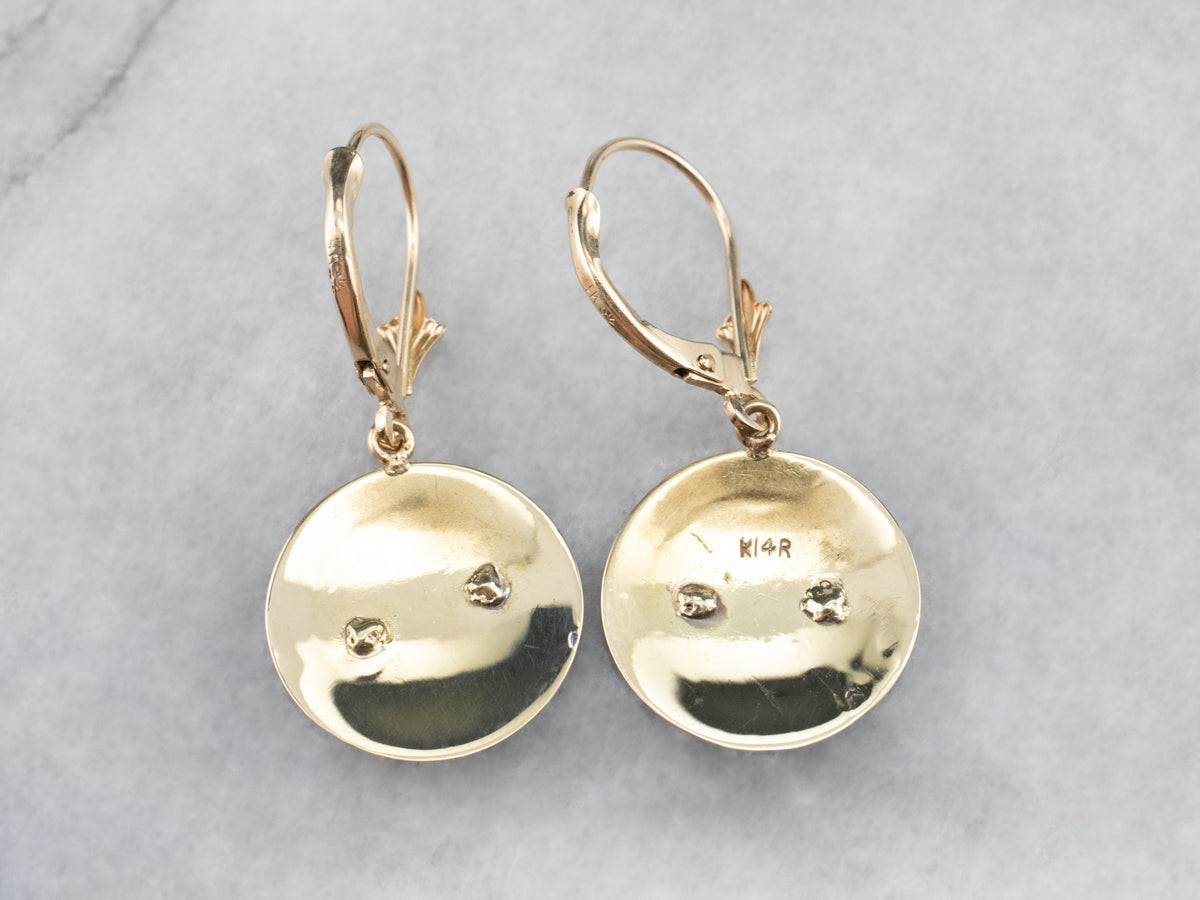 Enamel and Gold Cufflink Drop Earrings
