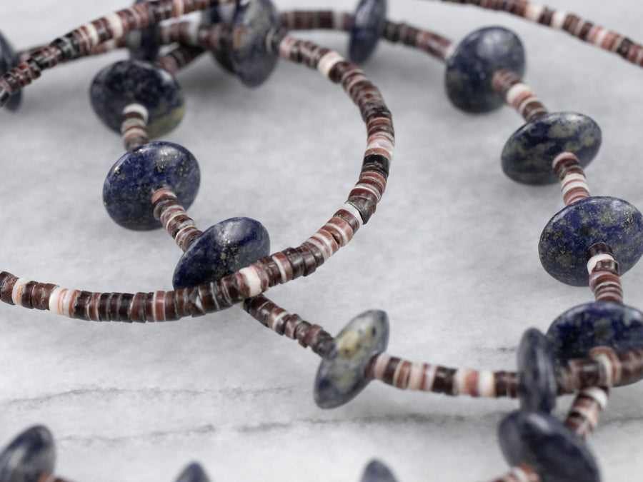 Lapis and Heishi Shell Beaded Necklace