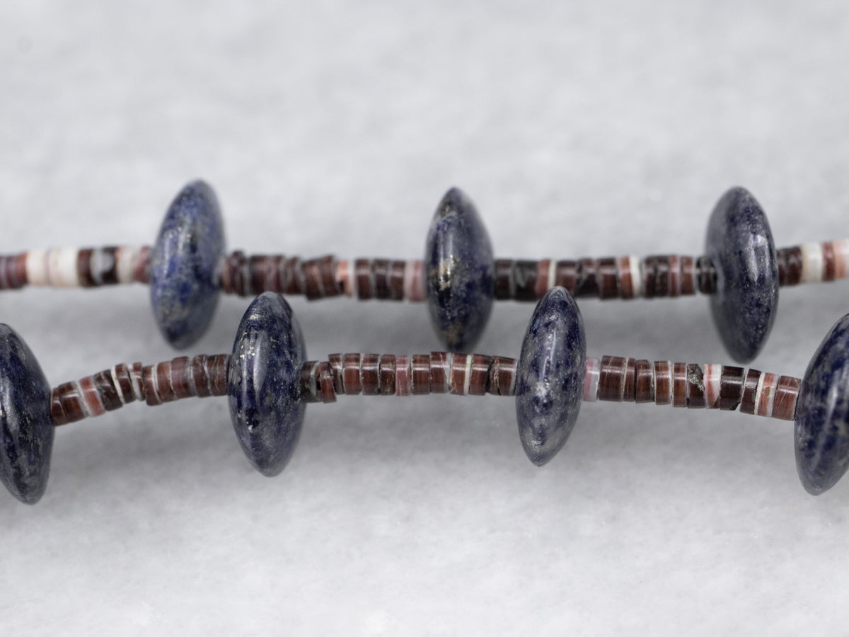 Lapis and Heishi Shell Beaded Necklace