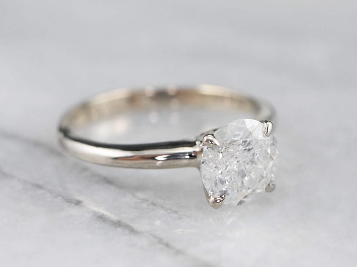 Classic Diamond Solitaire Engagement Ring in White Gold