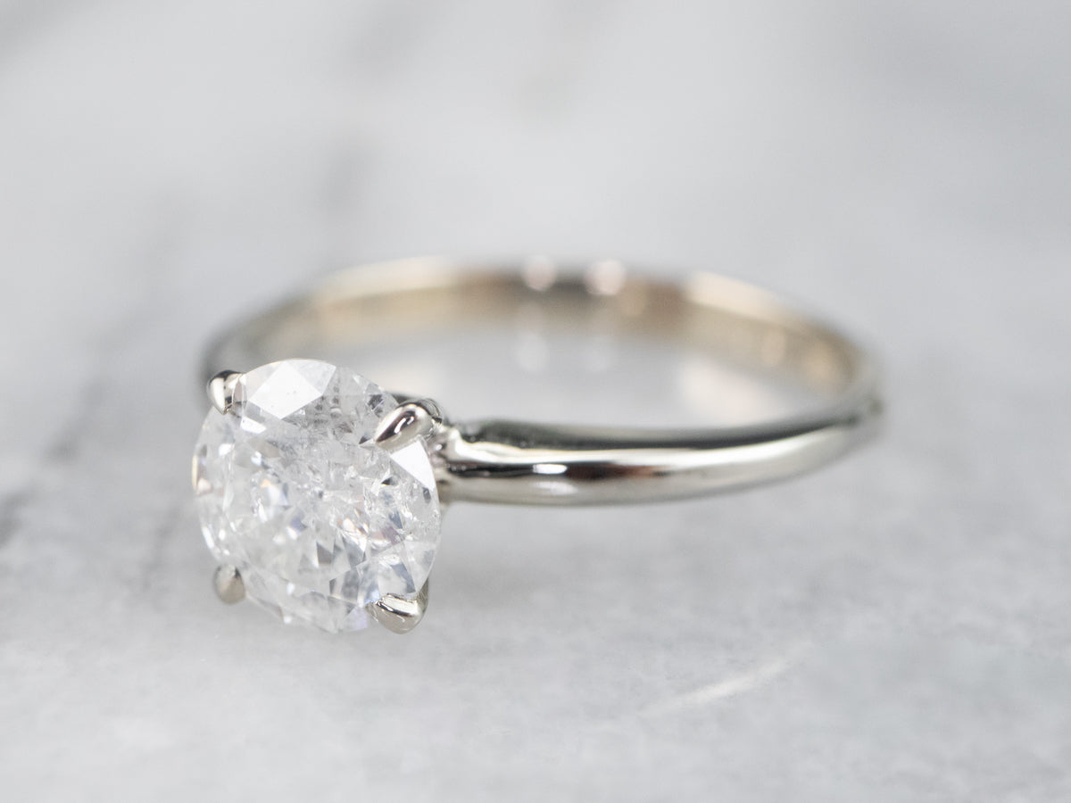 Classic Diamond Solitaire Engagement Ring in White Gold