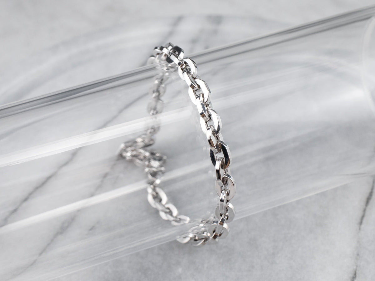 White Gold Chain Link Bracelet