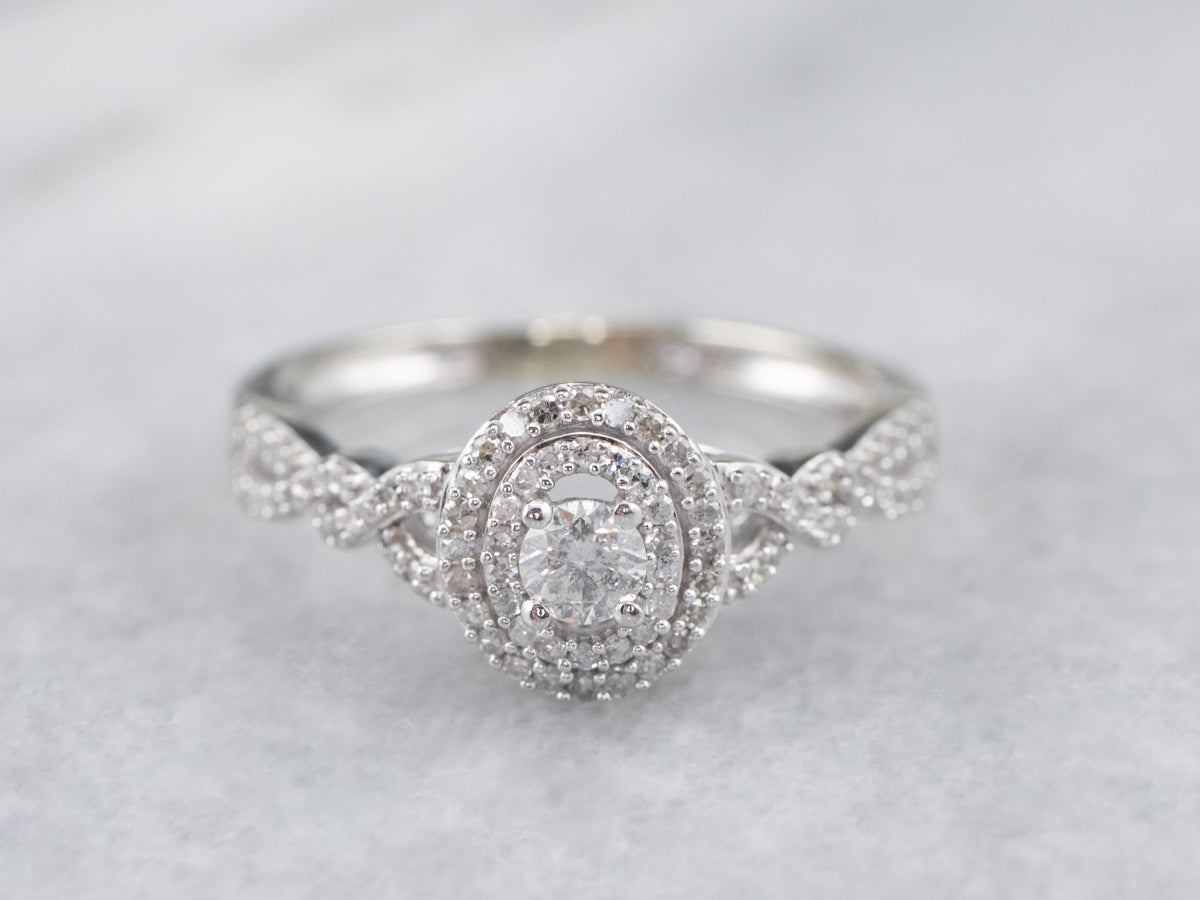 Looping Diamond Halo Engagement Ring