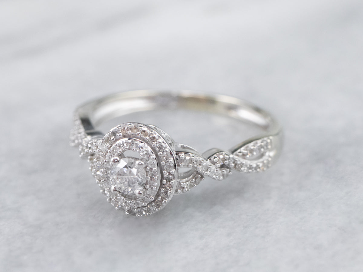 Looping Diamond Halo Engagement Ring