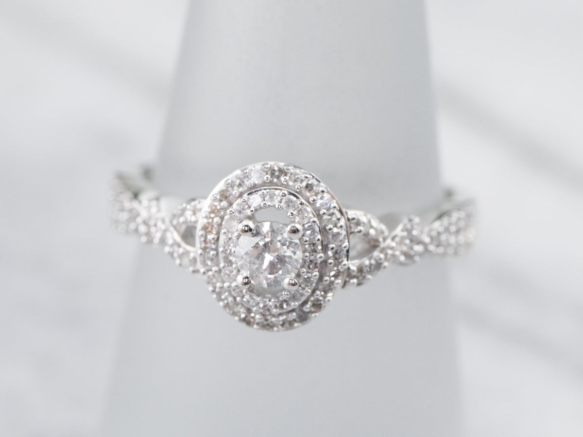 Looping Diamond Halo Engagement Ring