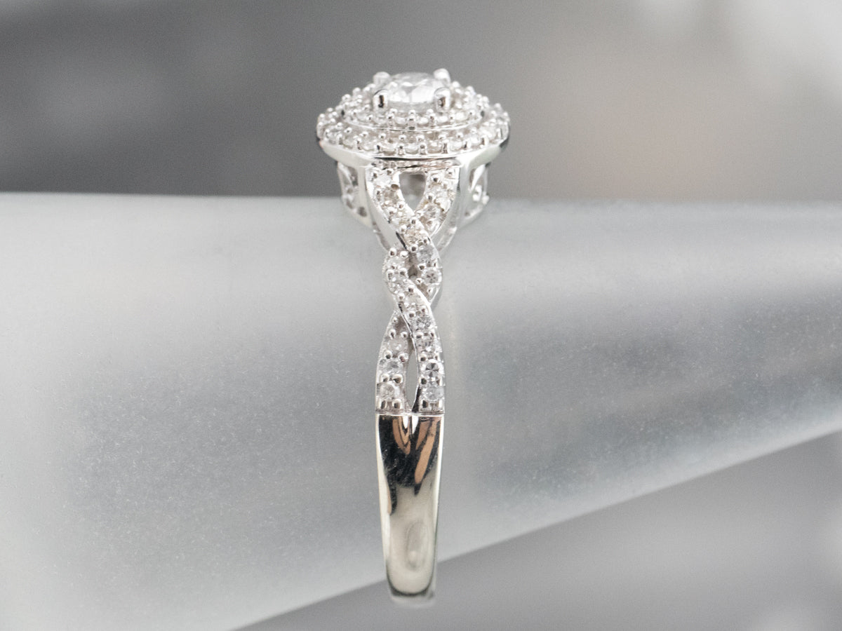 Looping Diamond Halo Engagement Ring