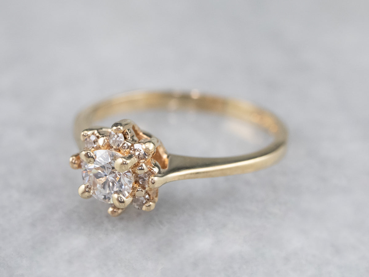 Sweet Vintage Diamond Halo Engagement Ring