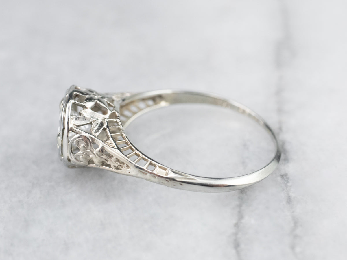 Art Deco Princess Cut Diamond Engagement Ring