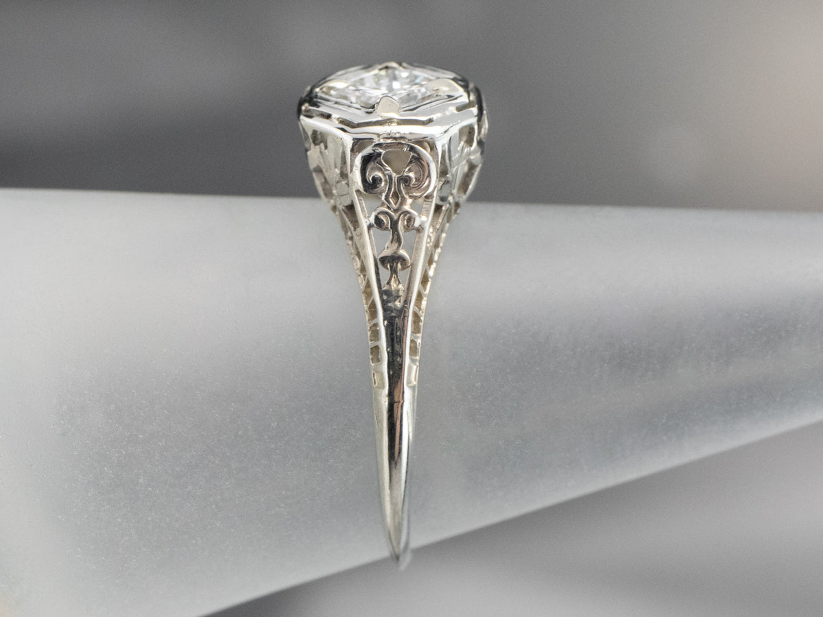 Art Deco Princess Cut Diamond Engagement Ring