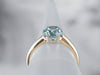 Two Tone Gold Blue Zircon Solitaire Ring