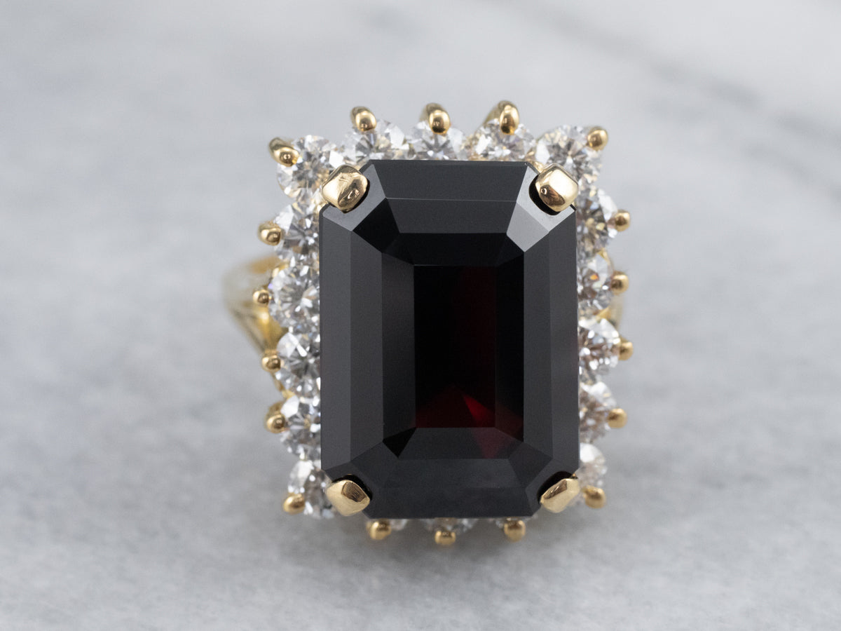 Garnet and Diamond Cocktail Ring