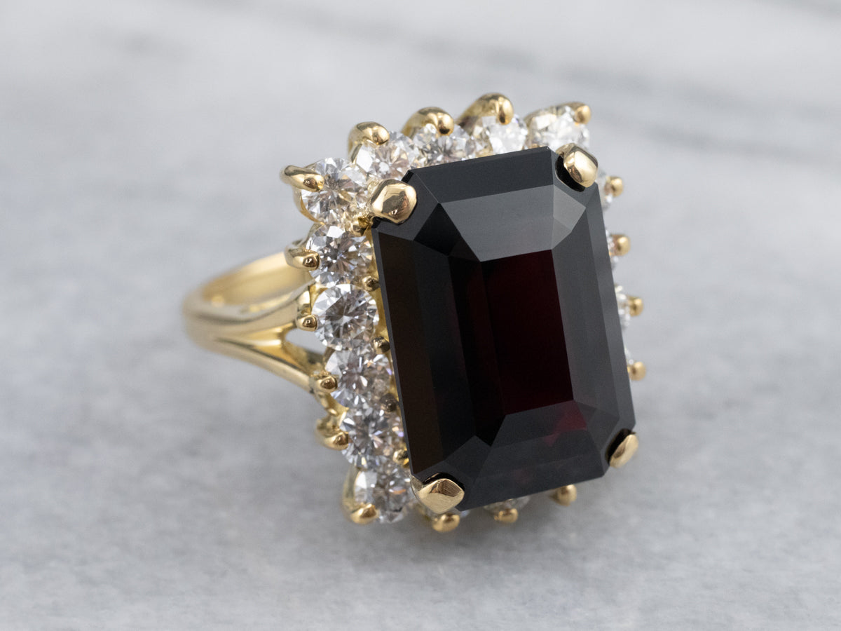 Garnet and Diamond Cocktail Ring