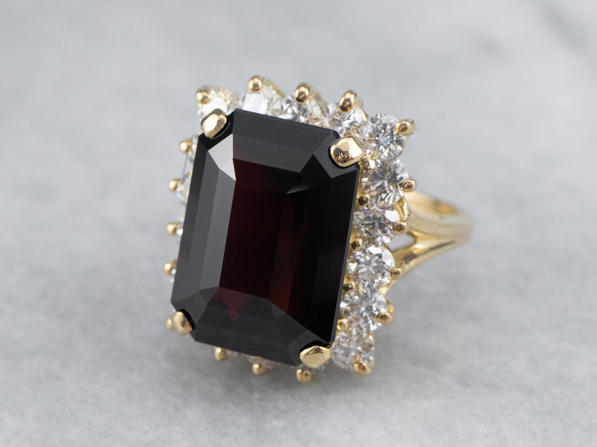 Garnet and Diamond Cocktail Ring