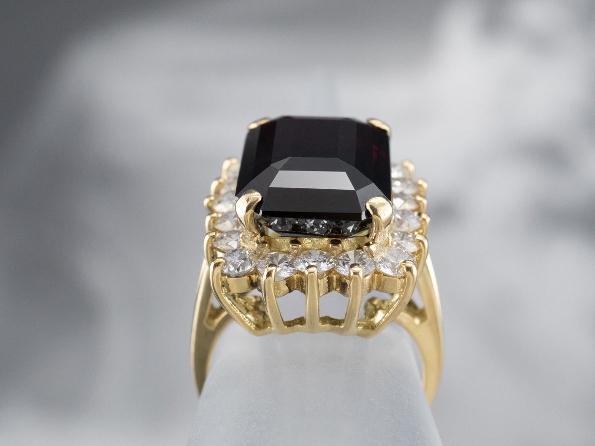 Garnet and Diamond Cocktail Ring
