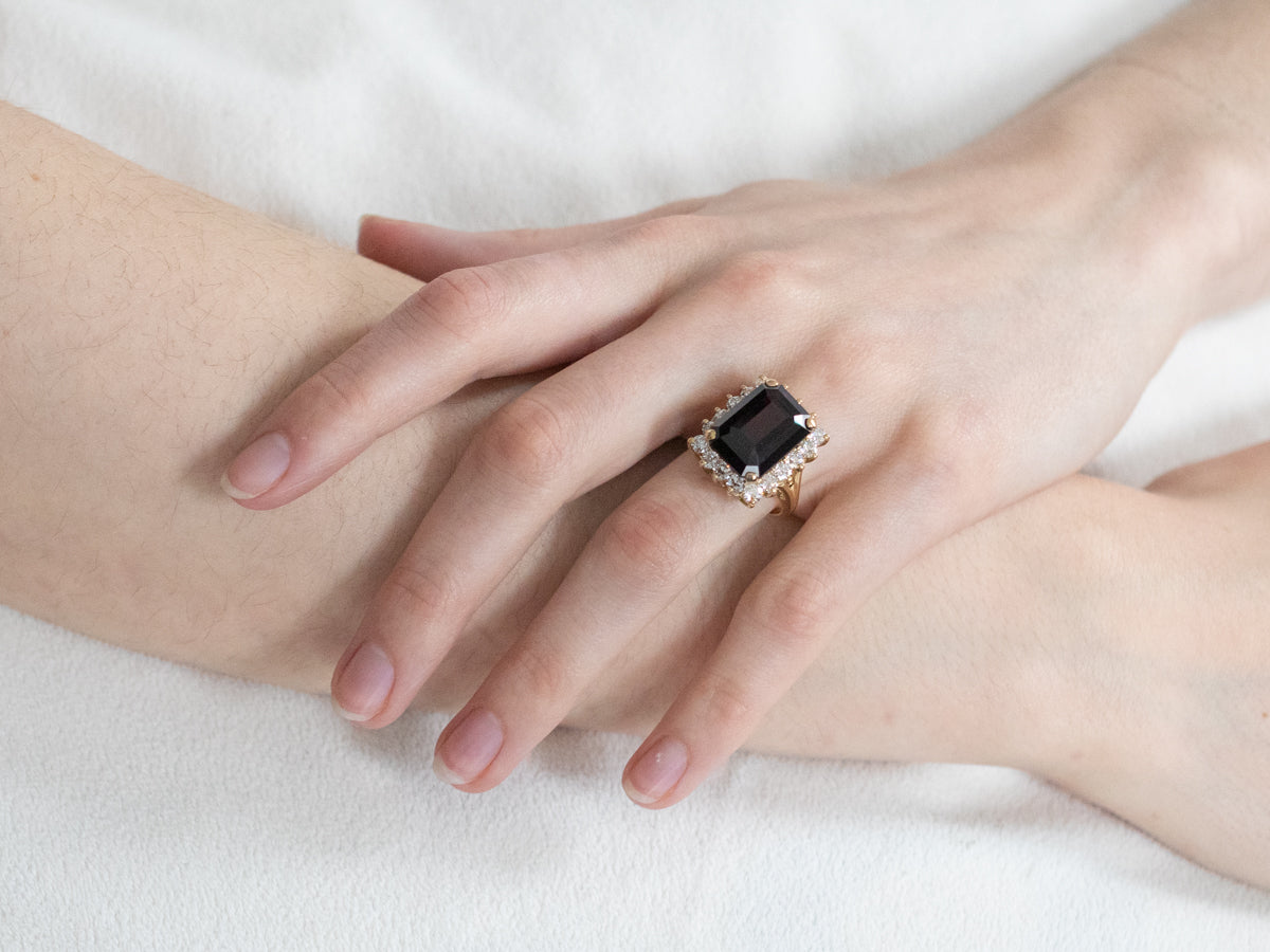 Garnet and Diamond Cocktail Ring